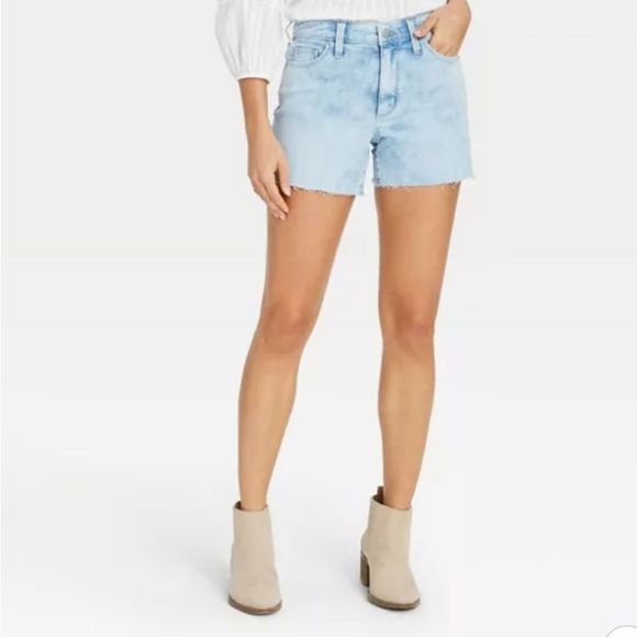 Universal Thread High Rise Acid Wash Frayed Hem Denim Shorts New Size 4 - Picture 1 of 11